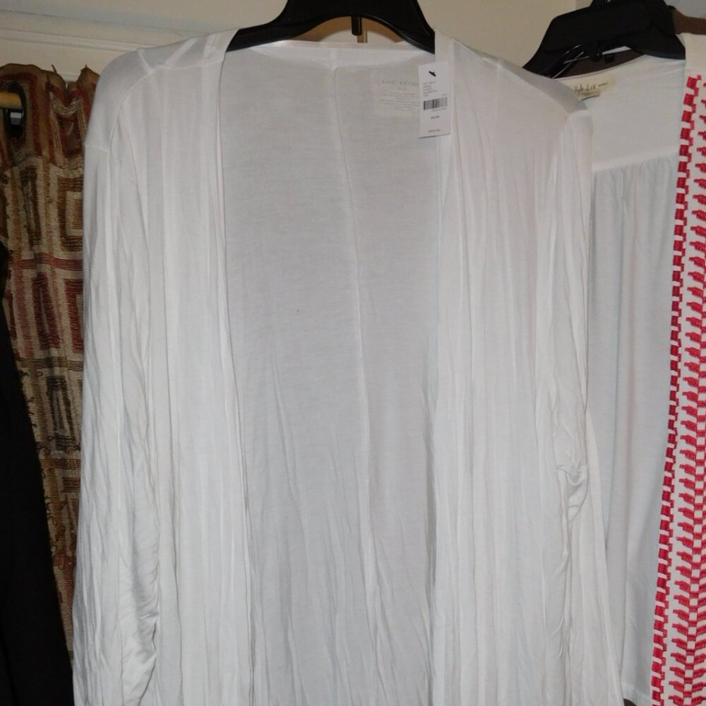 NWT 26W 28W LANE BRYANT WHITE Open-Front Fit & Flare Overpiece